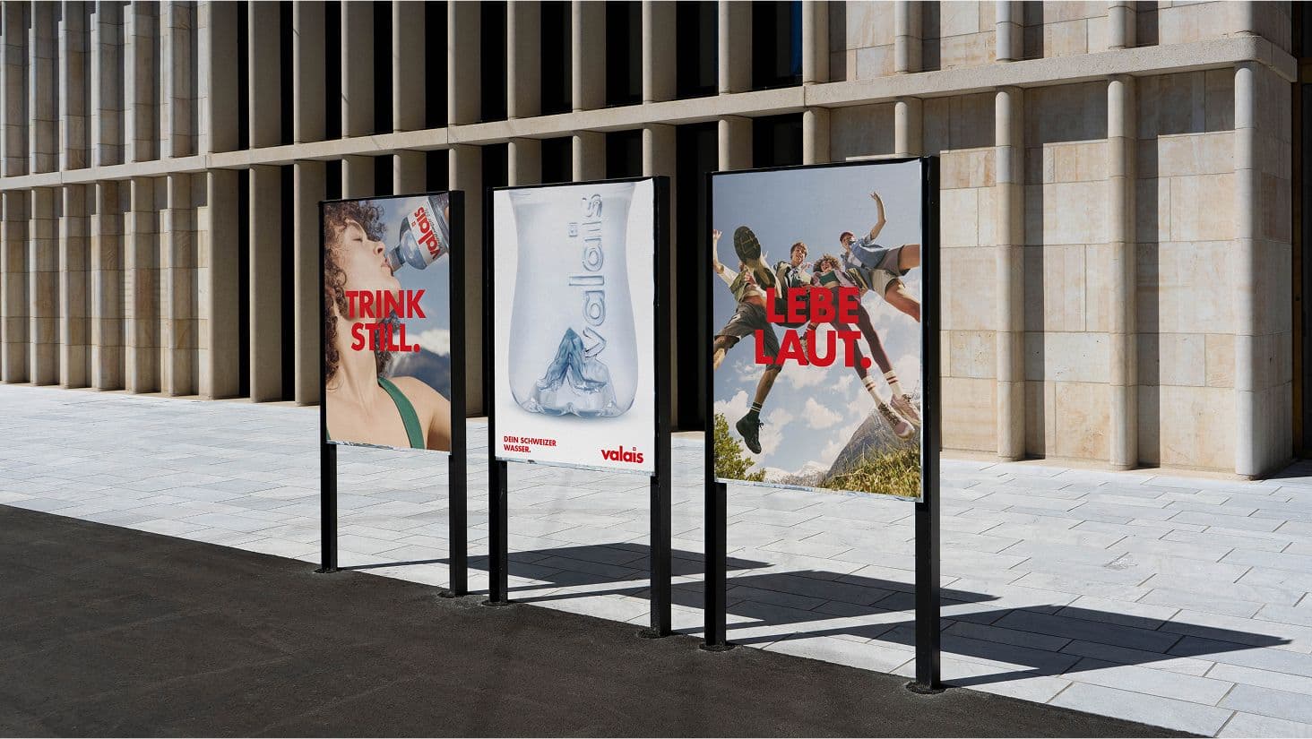 Valais Mineral TRINK STILL. LEBE LAUT. F12 Plakat